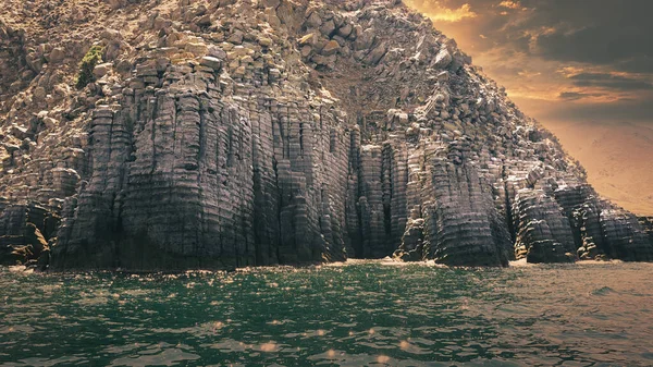 Skaliste Formacje Górskie Ułożone Jeden Drugim Nad Morzem Utworzone Przez — Zdjęcie stockowe