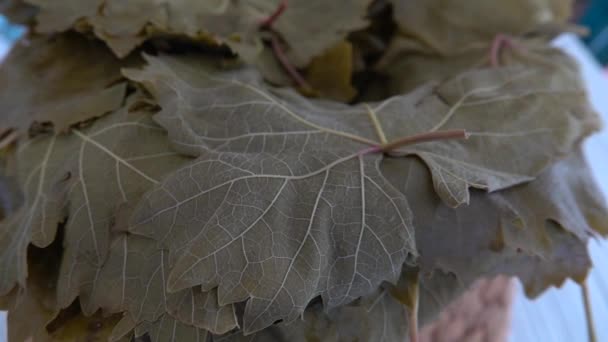 Feuilles Vigne Bouillies Dans Eau Chaude Pour Cuisson Farine Égéen — Video