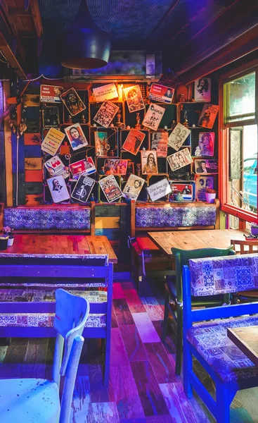 Empty Cafe Interior Vintage Objects Waiting Customers Kadikoy Istanbul Turkey — Stock Photo, Image