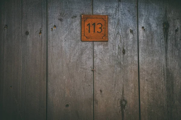Uma Misteriosa Porta Antiga Madeira Com Número 113 Pode Ser — Fotografia de Stock
