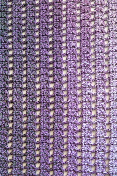 Striped Geometric Pattern Crochet Product Multicolored Threads Handmade Backdrop Flat — Stockfoto
