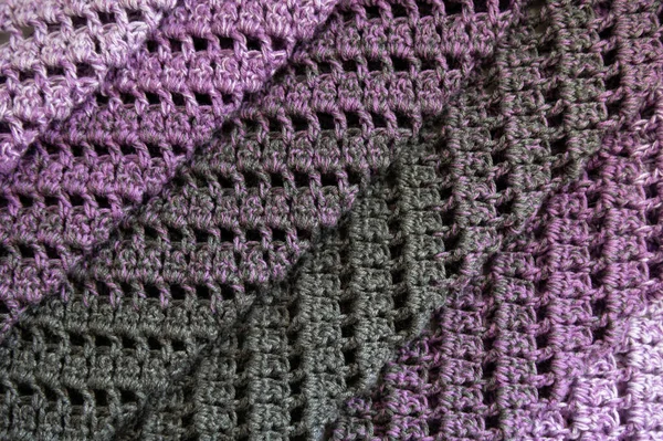 Crochet Product Multicolored Threads Handmade Backdrop Flat Lay Fragment Baktus — Stockfoto