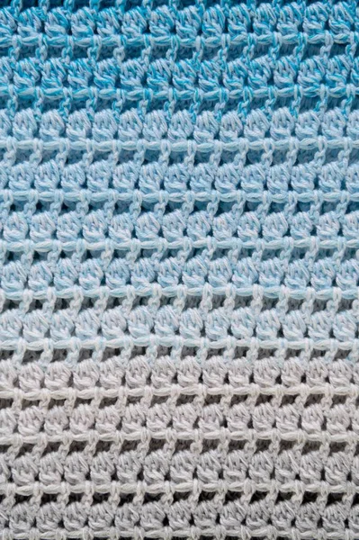 Striped Geometric Pattern Crochet Product Multicolored Threads Handmade Backdrop Flat — Stockfoto
