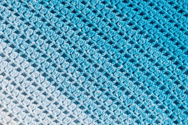 Crochet Product Multicolored Threads Handmade Backdrop Fragment Baktus Blue White — Stockfoto