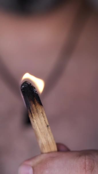 Καίγοντας Ένα Κομμάτι Τριανταφυλλιάς Για Κάνει Καπνό — Αρχείο Βίντεο