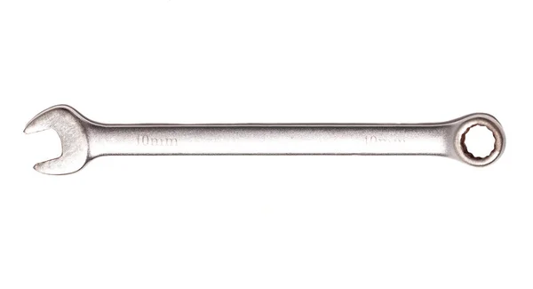 Гайковий металевий ключ ізольований на білому тлі — стокове фото