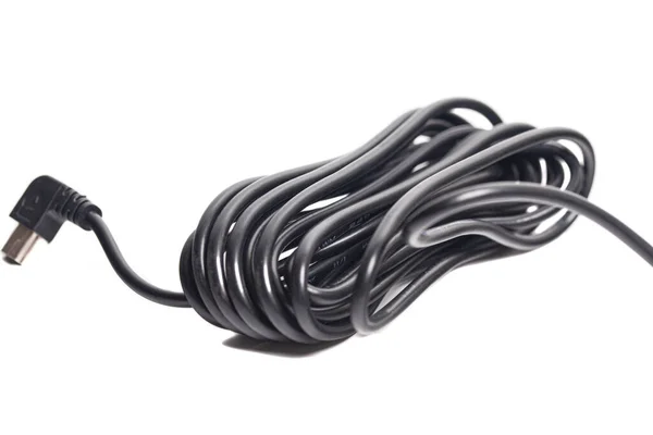 Schwarzes USB-Kabel isoliert auf weißem Hintergrund — Stockfoto