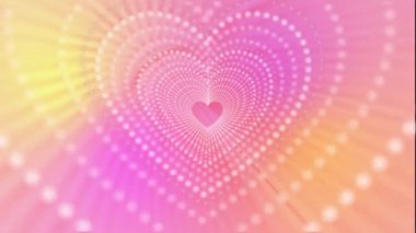 Neon Işıkları Aşk Tüneli ve Romantik Soyut Parıltı Parçacıkları - 4K Kusursuz Döngü Hareketi Arkaplan Animasyonu.
