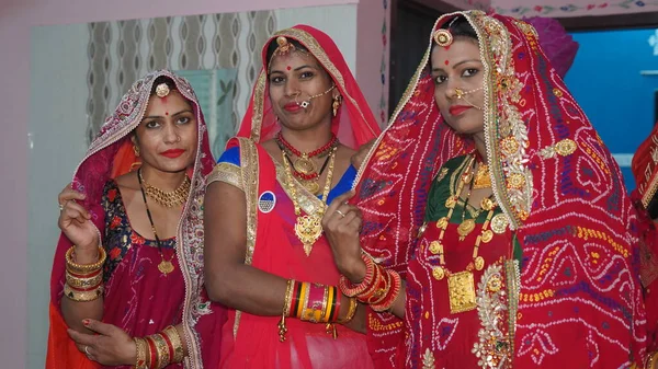 November 2021 Reengus Rajasthan India Beautiful Indian Women Looking Camera — Stock Photo, Image
