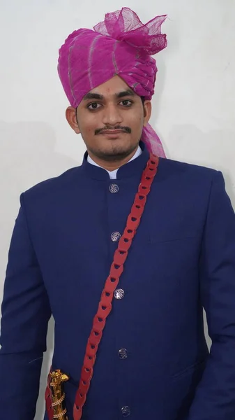 Novembro 2021 Reengus Rajastão Índia Rajasthani Dulha Noivo Pronto Para — Fotografia de Stock