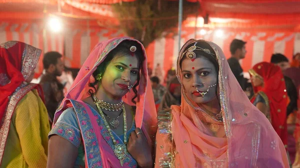 Novembro 2021 Reengus Rajastão Índia Rajasthani Mulheres Traje Tradicional Com — Fotografia de Stock