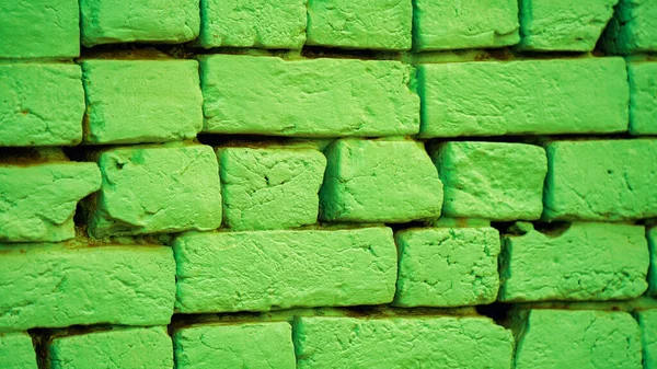 本物の緑のレンガの壁 シームレスなパターンの背景 緑のレンガの壁 — ストック写真