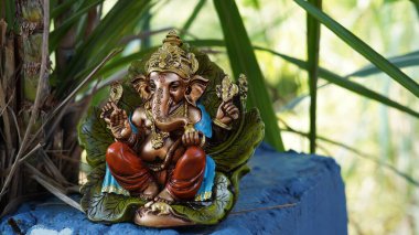Close up of beautiful Ganesha idol. Ganesh Chaturthi is a Hindu festival celebrating the arrival of Ganesha to earth.