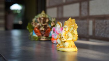 Close up of beautiful Ganesha idol. Ganesh Chaturthi is a Hindu festival celebrating the arrival of Ganesha to earth.