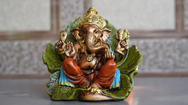 Close Beautiful Ganesha Idol Ganesh Chaturthi Hindu Festival Celebrating Arrival – stockfoto