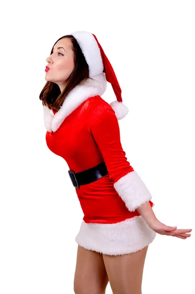 Woman Smile Santa Costume White Background Royalty Free Stock Images