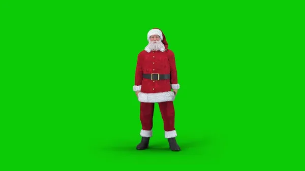 Santa Claus staan in full body shot en kijken op camera. — Stockfoto