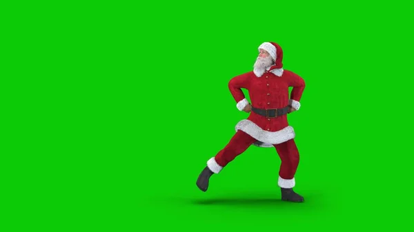 Noel Baba dans eder, mutlu dans eder, komik ve yükseğe zıplar.