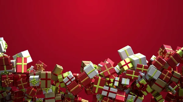 Подарки падают с неба, рождественские подарки коробки заполняют экран. — стоковое фото