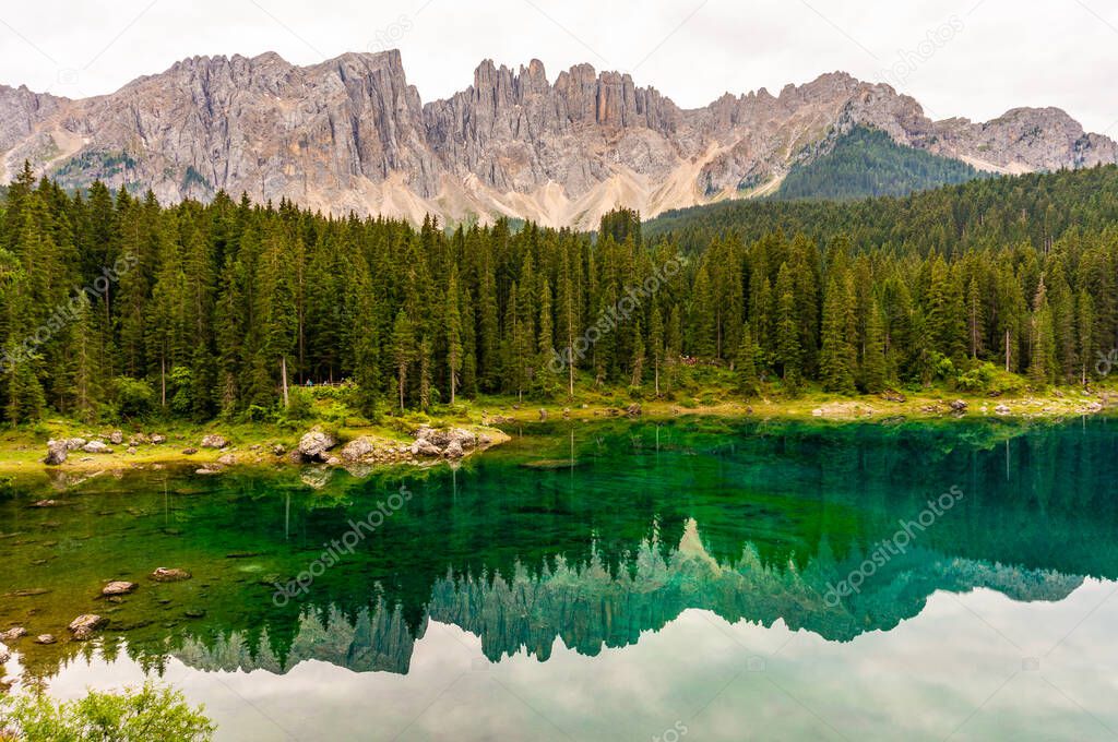 Lago di Carezza, Carezza lake, Dolomites, Trentino-Alto-Adige south tyrol, Italy