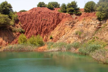 Bauxite cave and small lake in Otranto, Apulia region of Italy