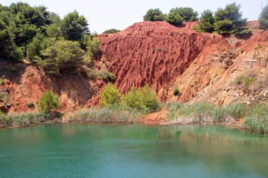 Bauxite cave and small lake in Otranto, Apulia region of Italy