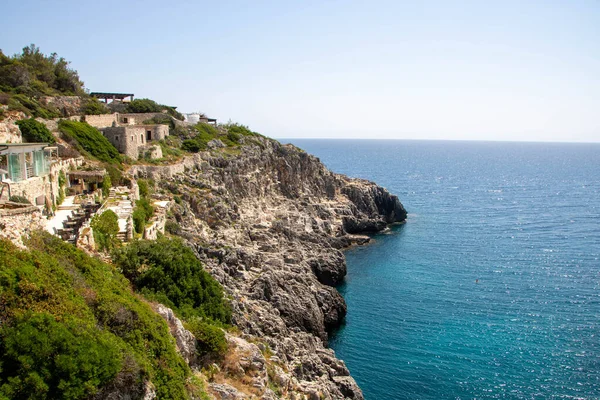 Landscape Ponte Ciolo Its Bridge Narrow Coastal Inlet Located Salento — Stock fotografie