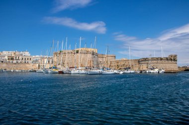 View of Gallipoli with its port and medieval castle, salento, apulia, italy