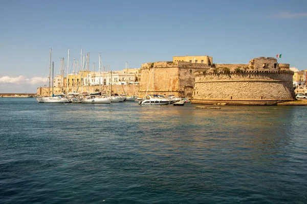 View of Gallipoli with its port and medieval castle, salento, apulia, italy