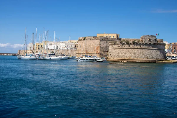 View of Gallipoli with its port and medieval castle, salento, apulia, italy