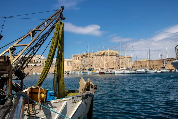 View Gallipoli Its Port Medieval Castle Salento Apulia Italy — Stockfoto