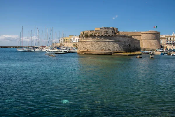 View of Gallipoli with its port and medieval castle, salento, apulia, italy