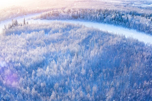 Winterlandschaft Luftaufnahme Stockfoto