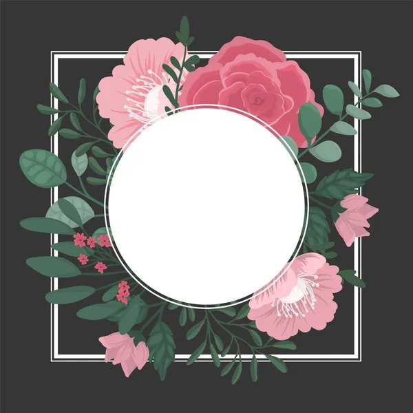 花の境界線の背景 ピンクの花の境界 — ストックベクタ