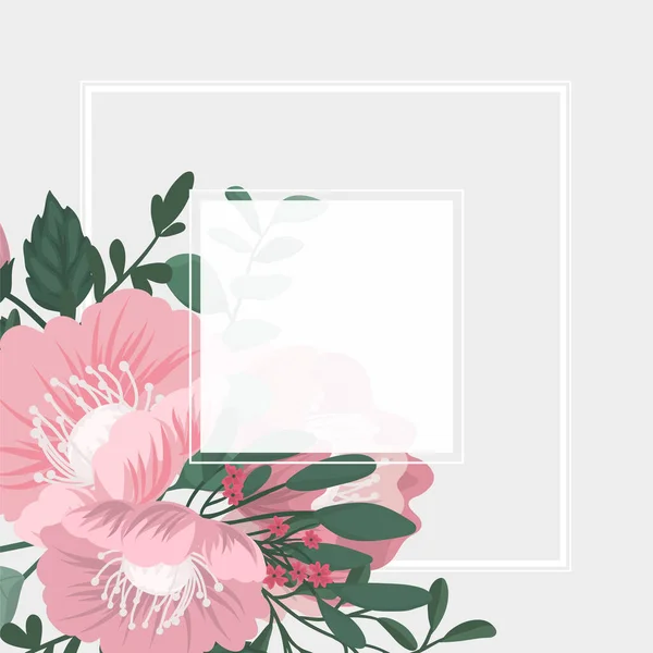 Arrière Plan Bordure Florale Bordure Fleur Rose — Image vectorielle