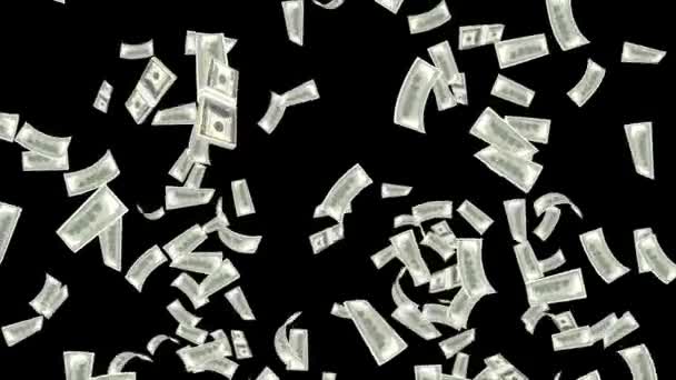 Notas de cem dólares americanas Notas de dólar em queda Animação de loop Fundo. — Vídeo de Stock