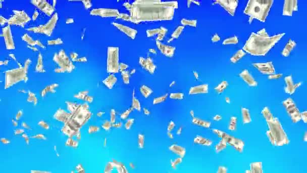 Många sedlar som flyger ner Valuta Pengar Dollar som flyger ner Loop Bakgrund i 4K — Stockvideo
