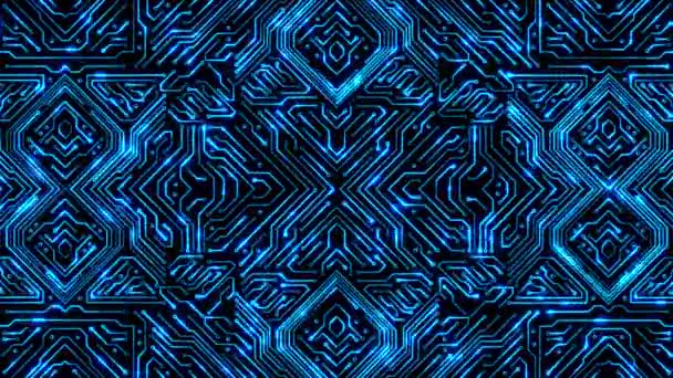 Circuit Board with moving electrons Data Flow Loop Background Animation. — Stock Video
