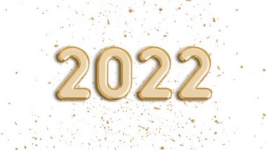 4K Döngü Mutlu Yeni Yıl 2022 Işıltılı Bokeh Tatil Kutlaması konseptiyle havai fişek gösterisiyle gülü altın