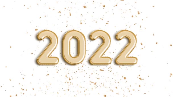 4K Loop Feliz Año Nuevo 2022 oro rosa con fuegos artificiales en brillante bokeh brillo Concepto de celebración de vacaciones — Vídeos de Stock