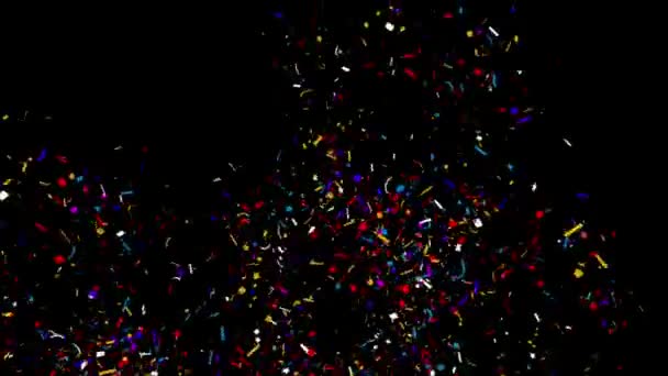 Πολύχρωμα Σωματίδια Κομφετί Εκρήξεις Πτώση Animation — Αρχείο Βίντεο