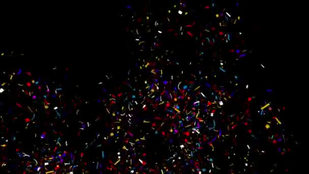 Partículas coloridas de Confetti Explosiones que caen Animación — Vídeos de Stock