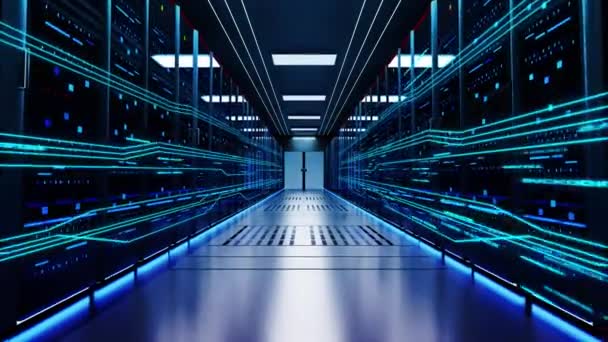 4K Neurale netwerk verbinding servers computer datacenter Naadloze loopable Achtergrond. — Stockvideo