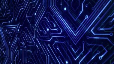 4K kusursuz döngü soyut fütüristik elektronik devre arkaplanı.