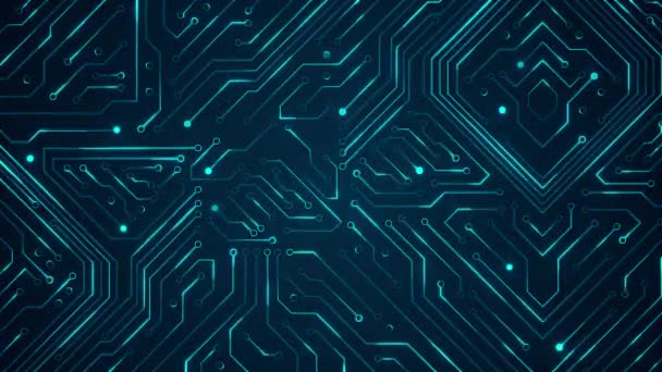 4K Digitaal moederbord Energiegolven CPU Processing Loop Achtergrond. — Stockvideo