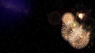 4K Döngü Gerçek Havai fişek Gösterimi Kutlaması, Renkli Yeni Yıl Havai fişek Arkaplanı.