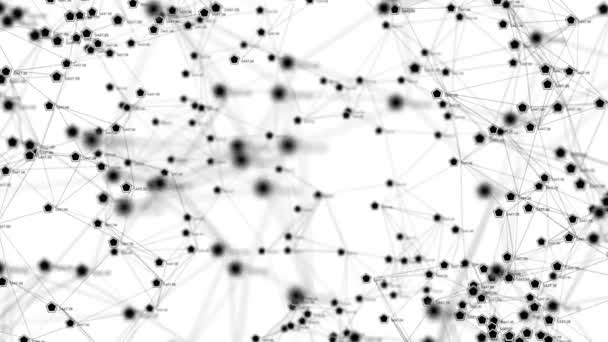 Conexión digital de bucle 4K abstracta que mueve puntos y líneas. Contexto tecnológico. — Vídeo de stock