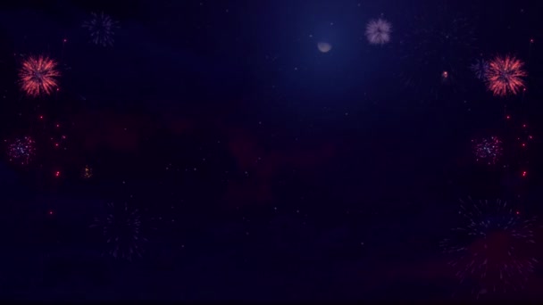 Multi cor Múltipla forma Explosão exibição céu noite sem costura Loop fundo — Vídeo de Stock