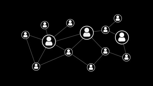 Ícone 3D 4K de pessoas Fundo de loop de rede social conectado mundial. — Vídeo de Stock