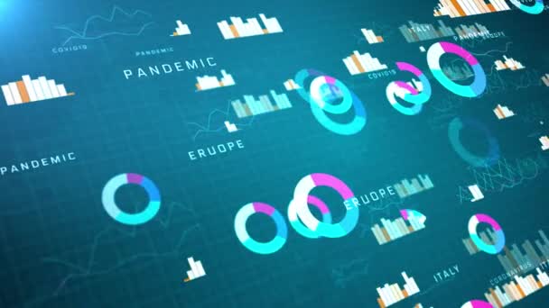 4K Torten-, Balken- und Chartlinie, Finanzmarktdaten und Chartgewinne Loop-Hintergrund. — Stockvideo